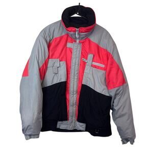 Vintage Profile Winter Coat Size M Pink Gray Colorblock Down Feather Insulation